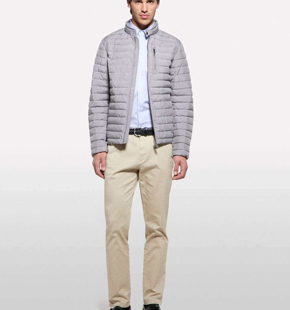 Light gray padded biker jacket - men's puffer jackets and coats - Light Gray | Sisley image number 1